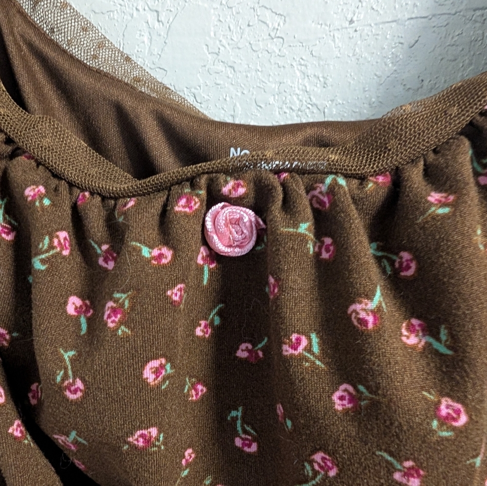 Floral babydoll Mini Dress XL 16/18 Cottagecore Dainty Boho Festival Stretch - Picture 5 of 7